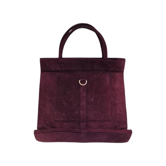 TOCCA Burgundy Suede Tote Bag Made in USA Gold Clasp Vintage Rare - Picture 4 of 5